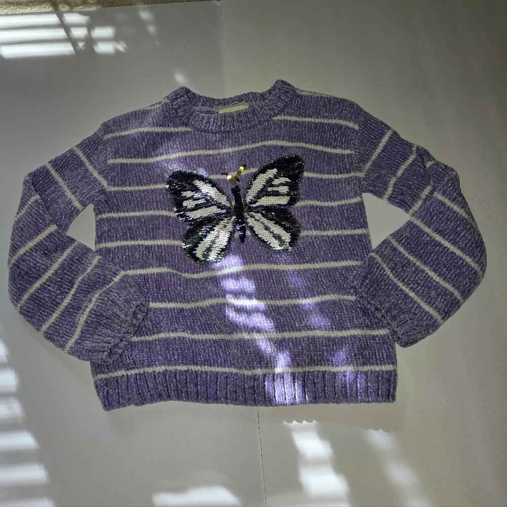 btween Girl's sz 5 Lavender Butterfly Sweater